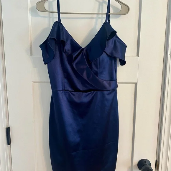 princess polly baby blue dress YOO MINI SLIP DRESS — SVNR main image 1